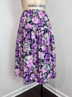 VTG 1980s Pleated Floral Skirt